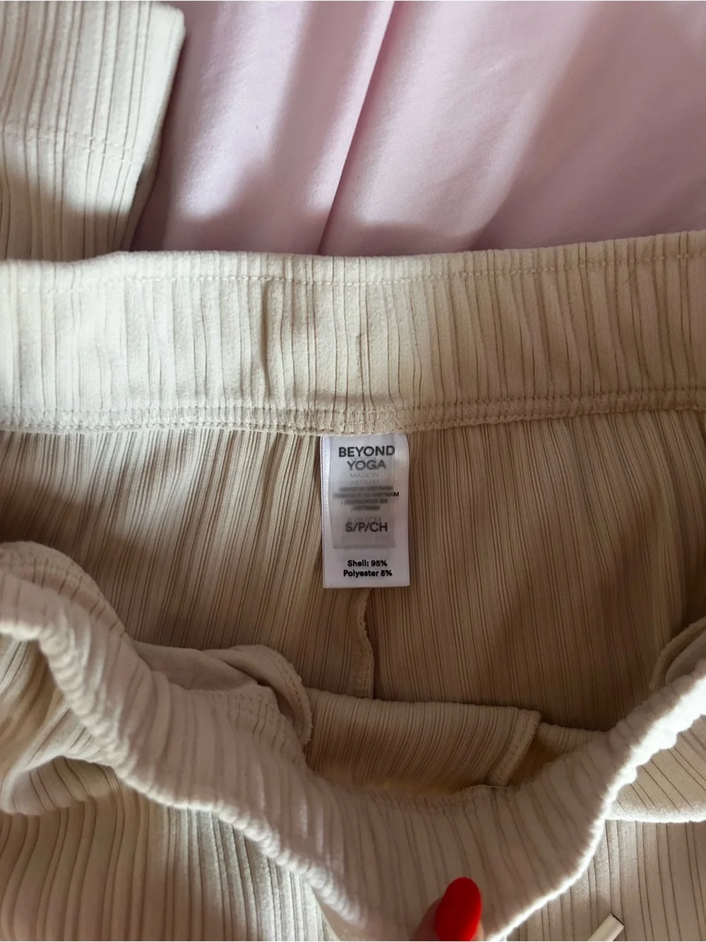 Beyond Yoga Cream Wide Leg Ribbed lounge Pants